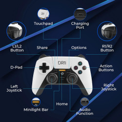 DR1TECH ShockPad II Manette Pour PS4 / PS3 Sans Fil - Gaming Controlle