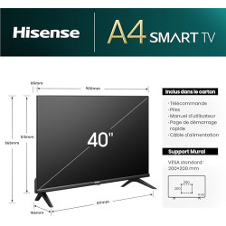 Hisense Téléviseur connecté 32 Pouces 32A4N - Full HD TV 60Hz, Mode Sport IA, Dolby Audio, VIDAA OS TV avec Youtube, Netflix